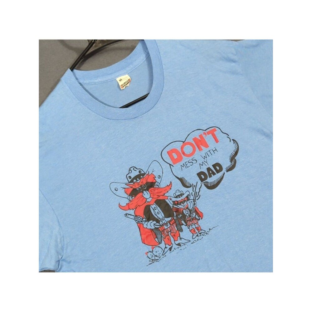 Screen Stars VTG T-Shirt XL Blue Texas Tech Red Raiders Don't Mess With My Dad